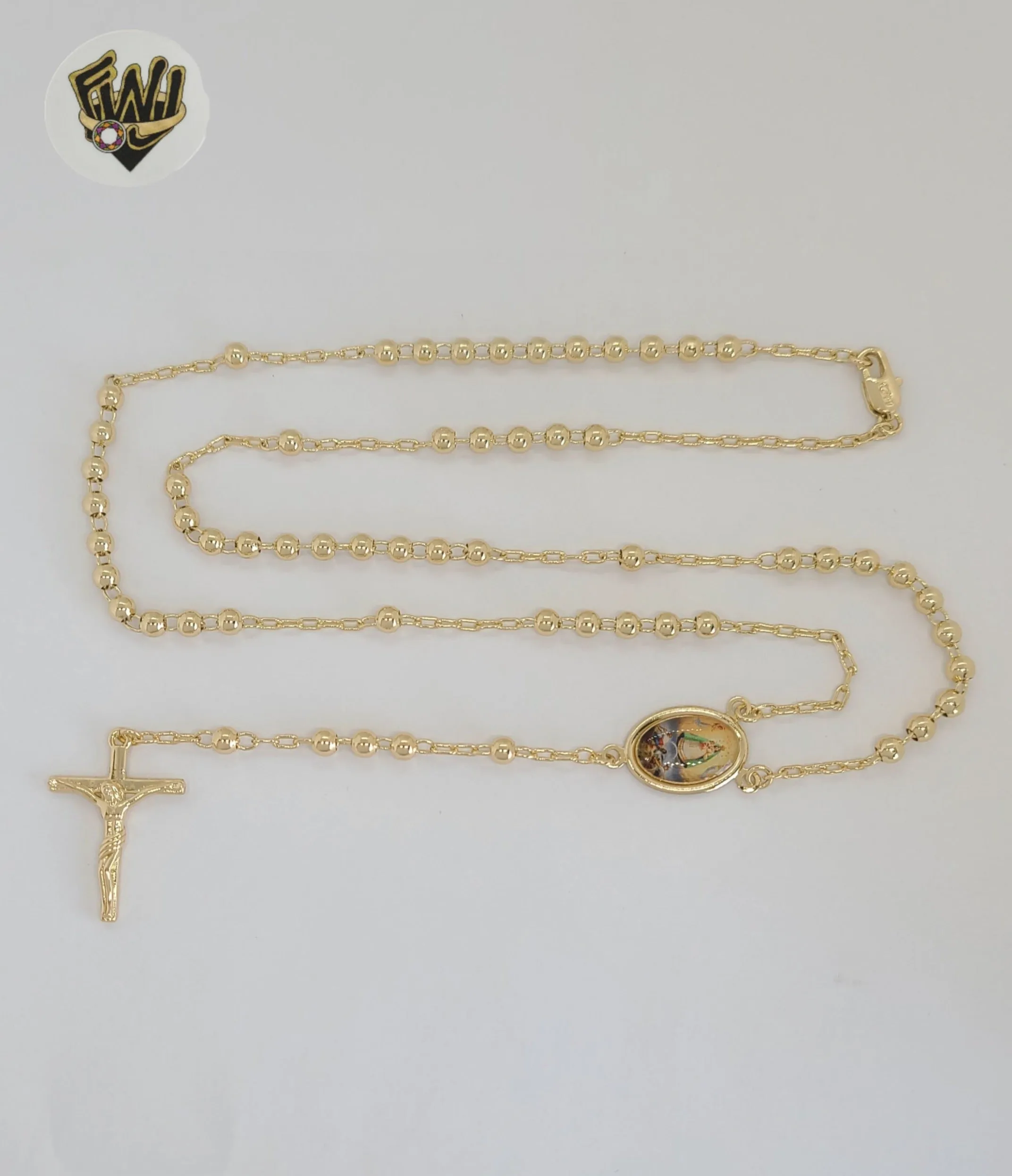 (1-3362-2) Gold Laminate - 4mm Our Lady of Charity Rosary Necklace - 24 - BGO.