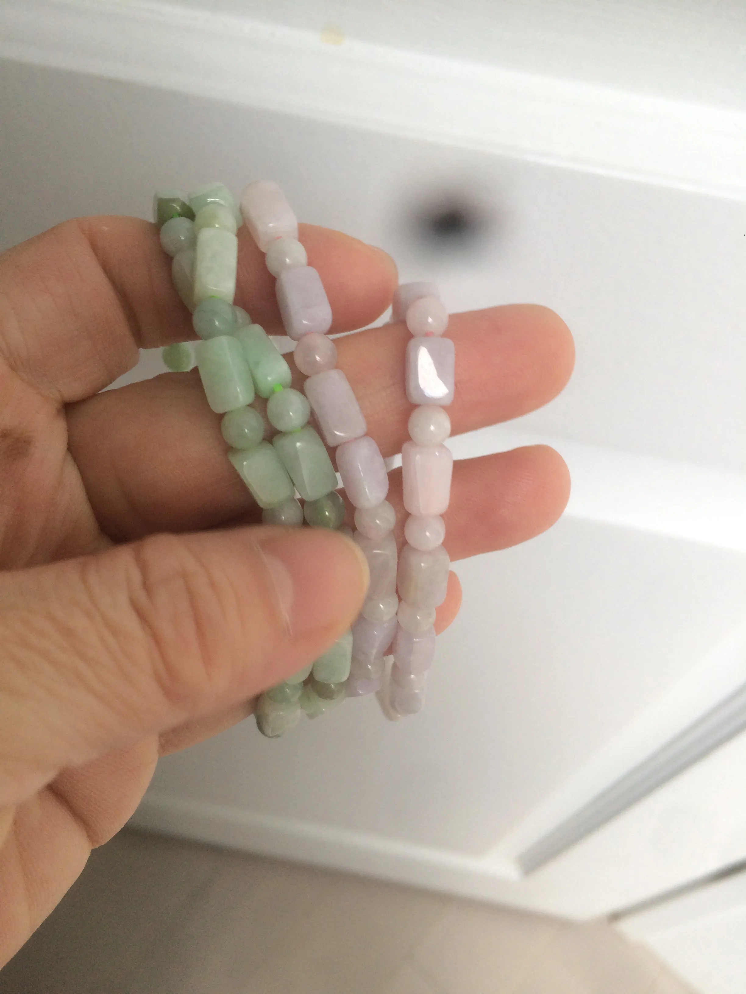 100% natural type A icy green/purple jadeite jade beads bracelet AQ83