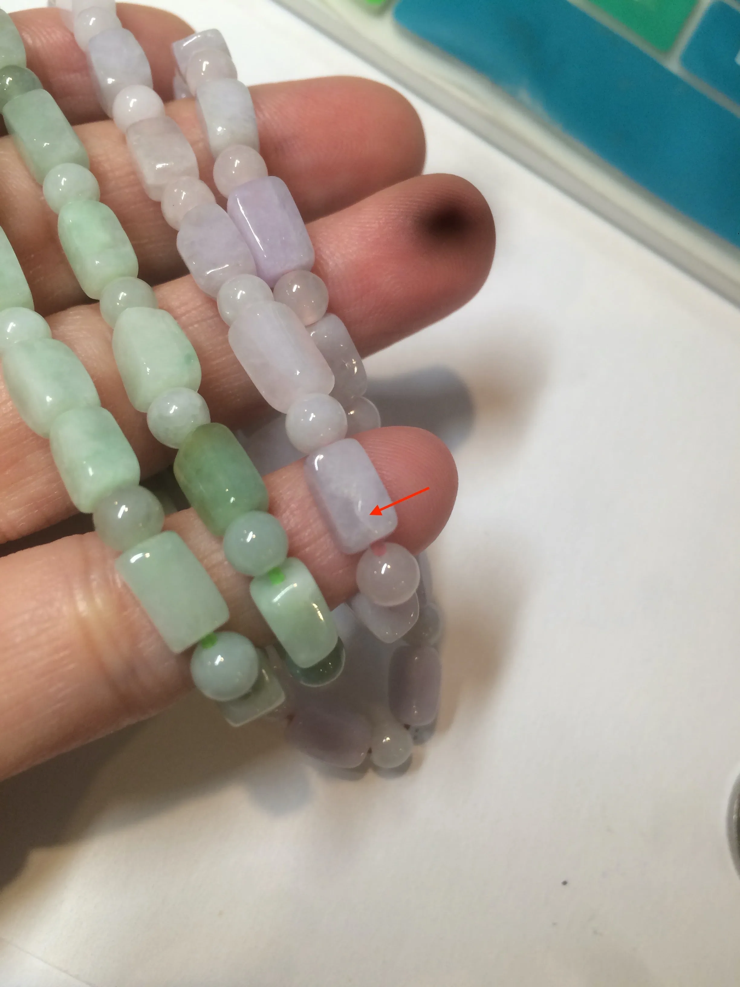 100% natural type A icy green/purple jadeite jade beads bracelet AQ83