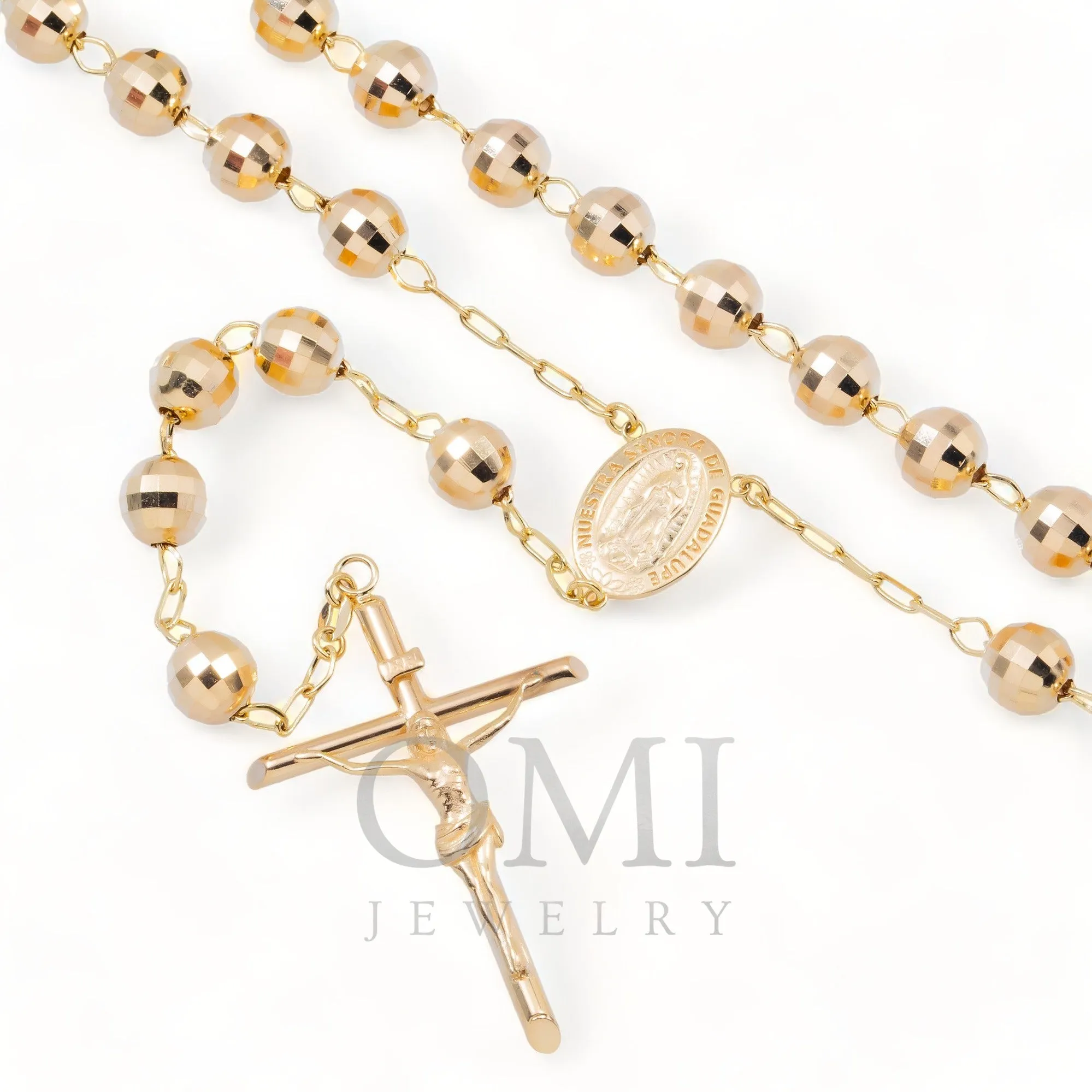 10K GOLD SOLID 7.81MM OUR LADY OF GUADALUPE CRUCIFIX ROSARY CHAIN