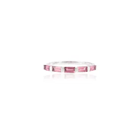 14K Gold Tourmaline Baguette Cut Dainty Band