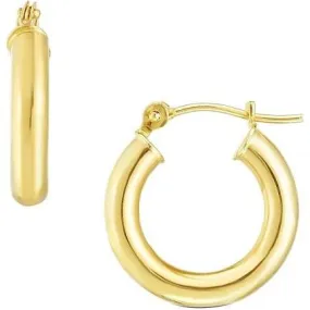 14K SMALL THICK POLISHED HOOPS