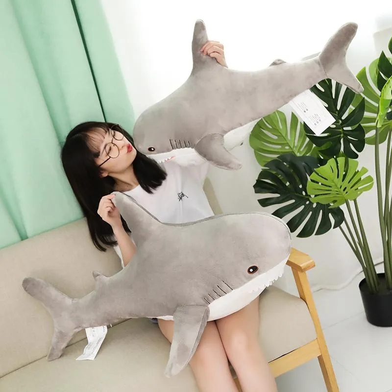 15-140cm Giant Shark Plush Toy Soft Stuffed Speelgoed Animal Reading Pillow for Birthday Gifts Cushion Doll Gift For Children