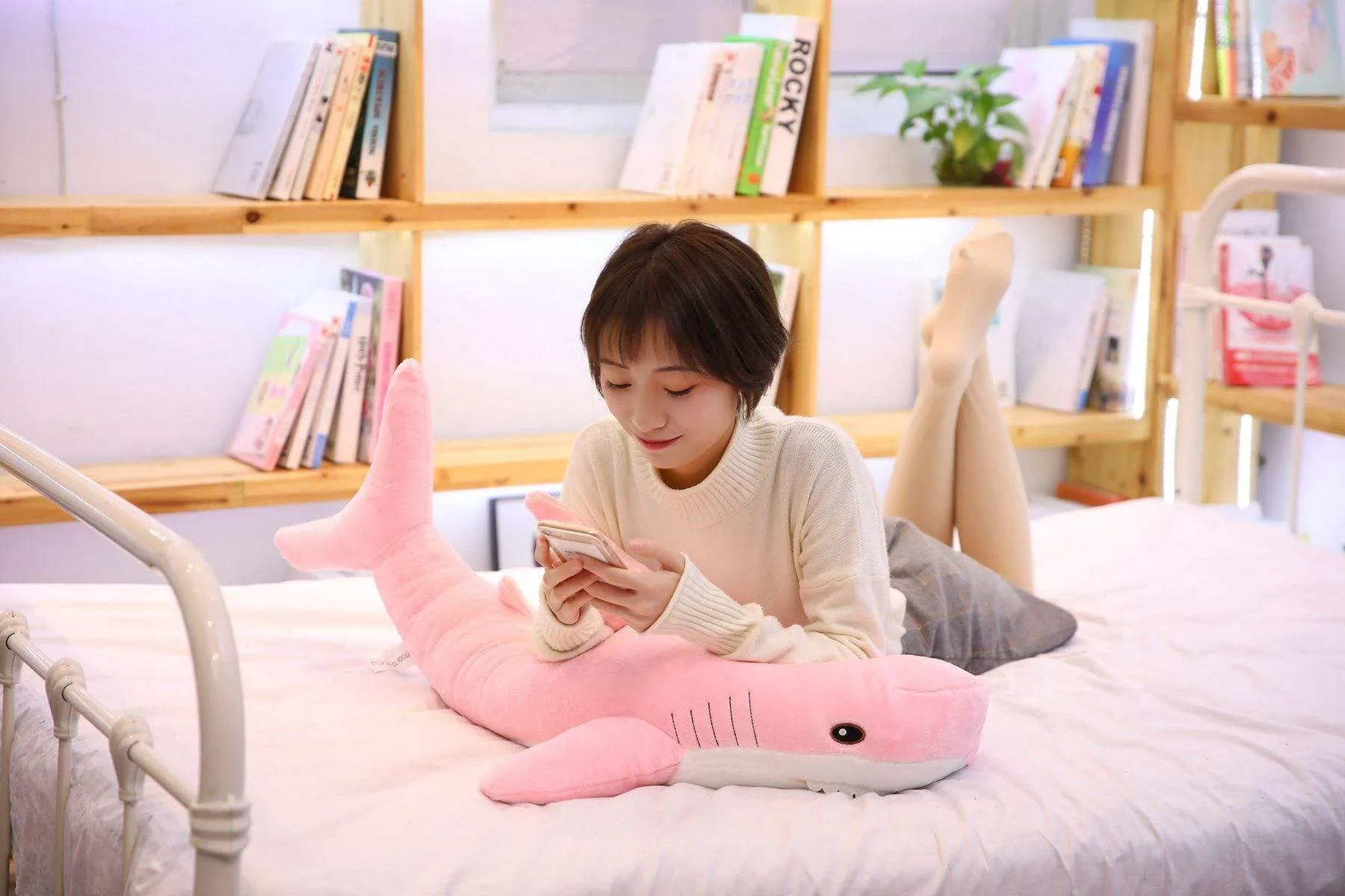 15-140cm Giant Shark Plush Toy Soft Stuffed Speelgoed Animal Reading Pillow for Birthday Gifts Cushion Doll Gift For Children