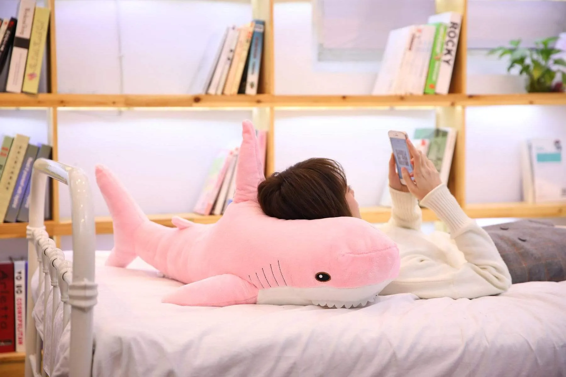 15-140cm Giant Shark Plush Toy Soft Stuffed Speelgoed Animal Reading Pillow for Birthday Gifts Cushion Doll Gift For Children