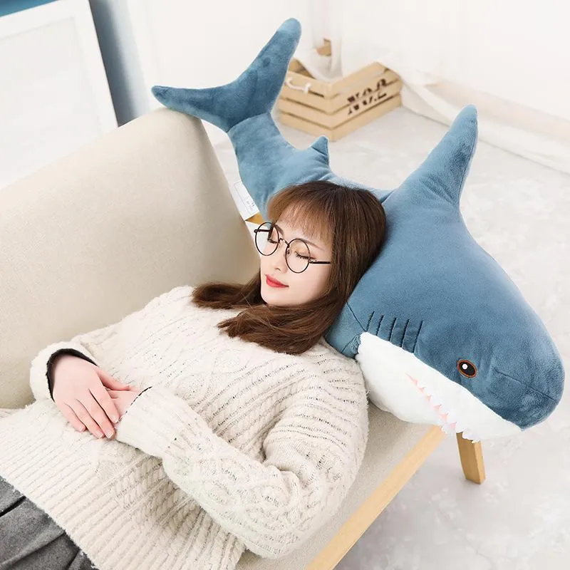 15-140cm Giant Shark Plush Toy Soft Stuffed Speelgoed Animal Reading Pillow for Birthday Gifts Cushion Doll Gift For Children