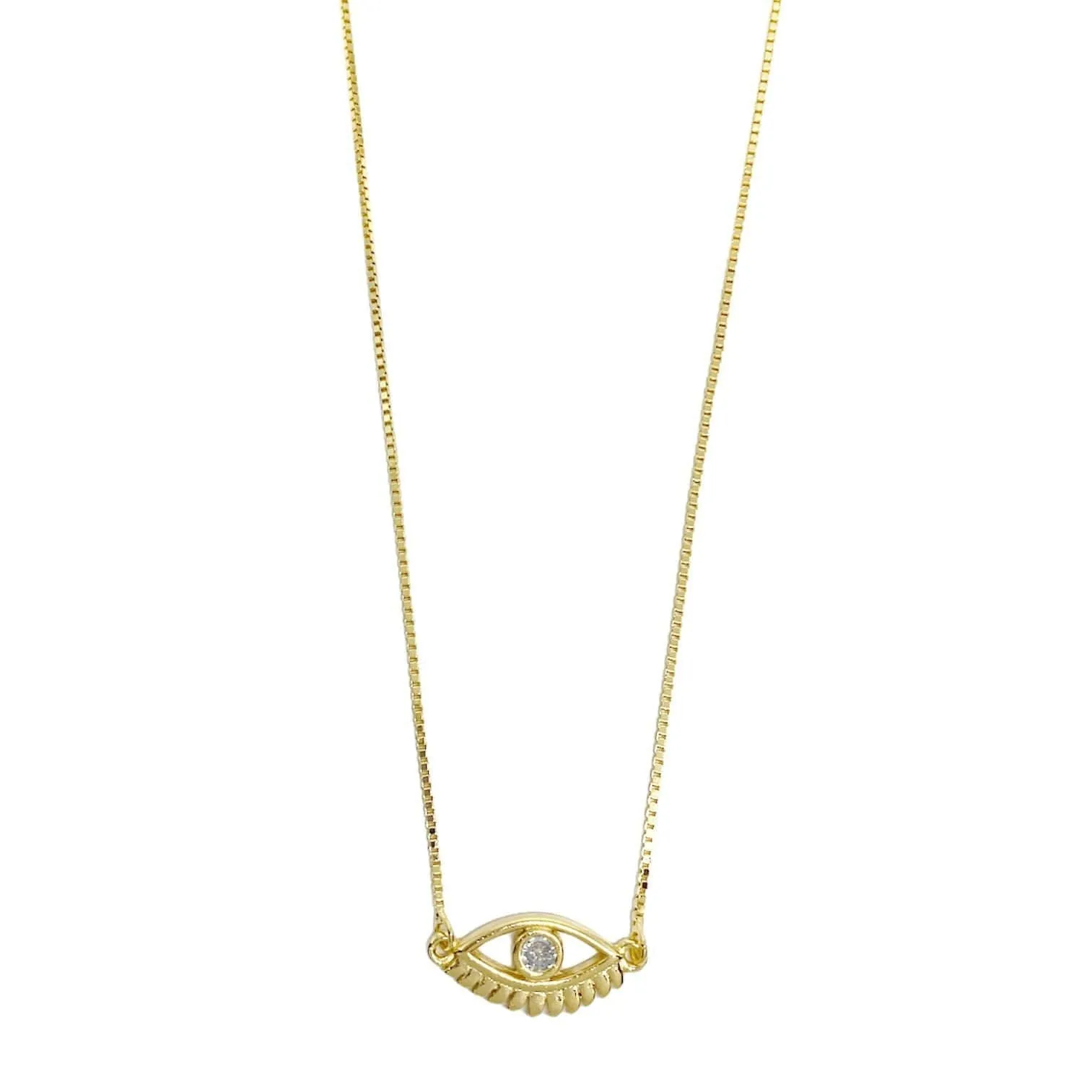 18k Gold Filled Cubic Zirconia Evil Eye Necklace