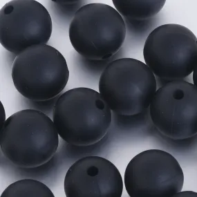 18mm Round Teething Beads Bulk Loose Chew Silicone Beads BPA Free Wholesale Silicone Beads black 10pcs