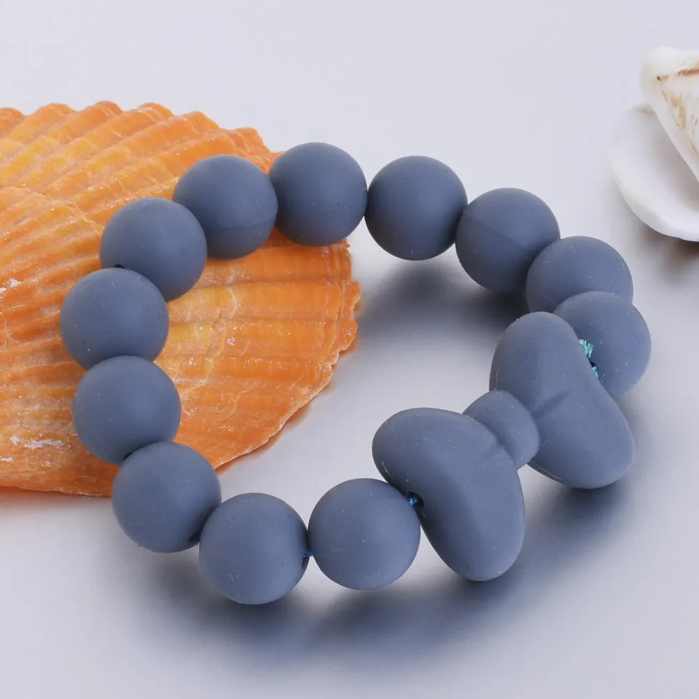 18mm Round Teething Beads Bulk Loose Chew Silicone Beads BPA Free Wholesale Silicone Beads gray 10pcs