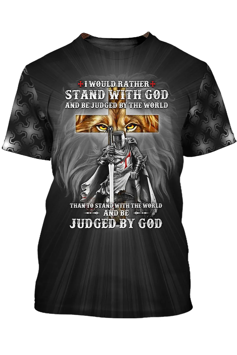 3D All Over Print Knight Templar T Shirt I Would Rather Stand With God Coolspod