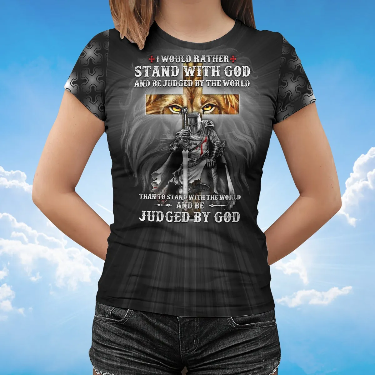 3D All Over Print Knight Templar T Shirt I Would Rather Stand With God Coolspod