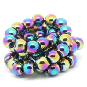 6mm Round Hematite Gemstone Beads, Titanium Coated MARDI GRAS HEMATITE Gemstone Beads ghe0018