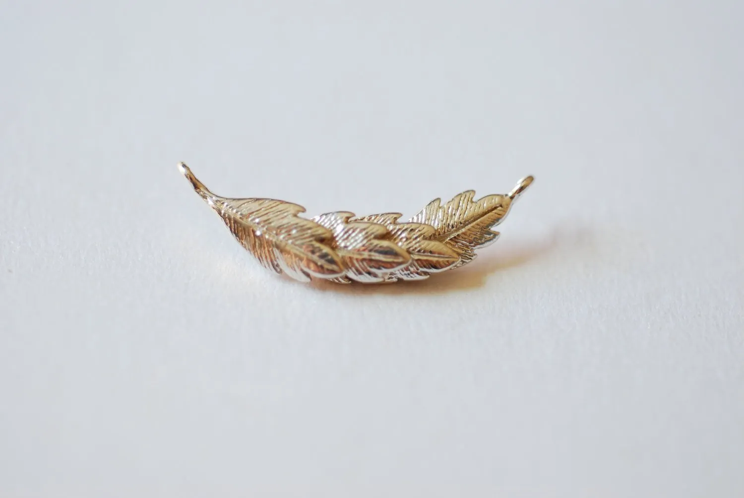 925 Sterling Wholesale Silver Feather Leaf Connector Charm- 925 Silver Feather Reef Charm, Link, Spacer, Tree, Branch, Twig, Fern, Bulk