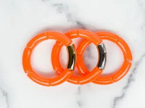 Acrylic Bamboo Bangle Bracelet Neon Orange