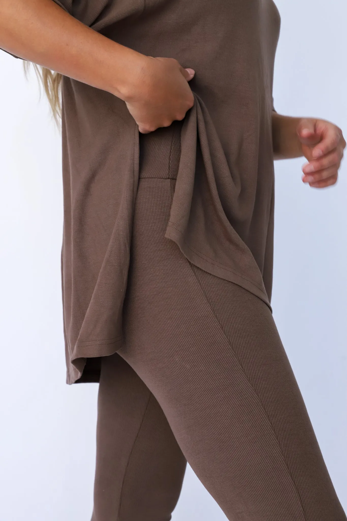 All Weekend Long Pant Set Taupe Brown