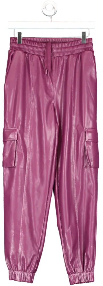 alo yoga Purple Faux Leather Power Hour Joggers UK XS