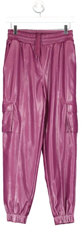 alo yoga Purple Faux Leather Power Hour Joggers UK XS