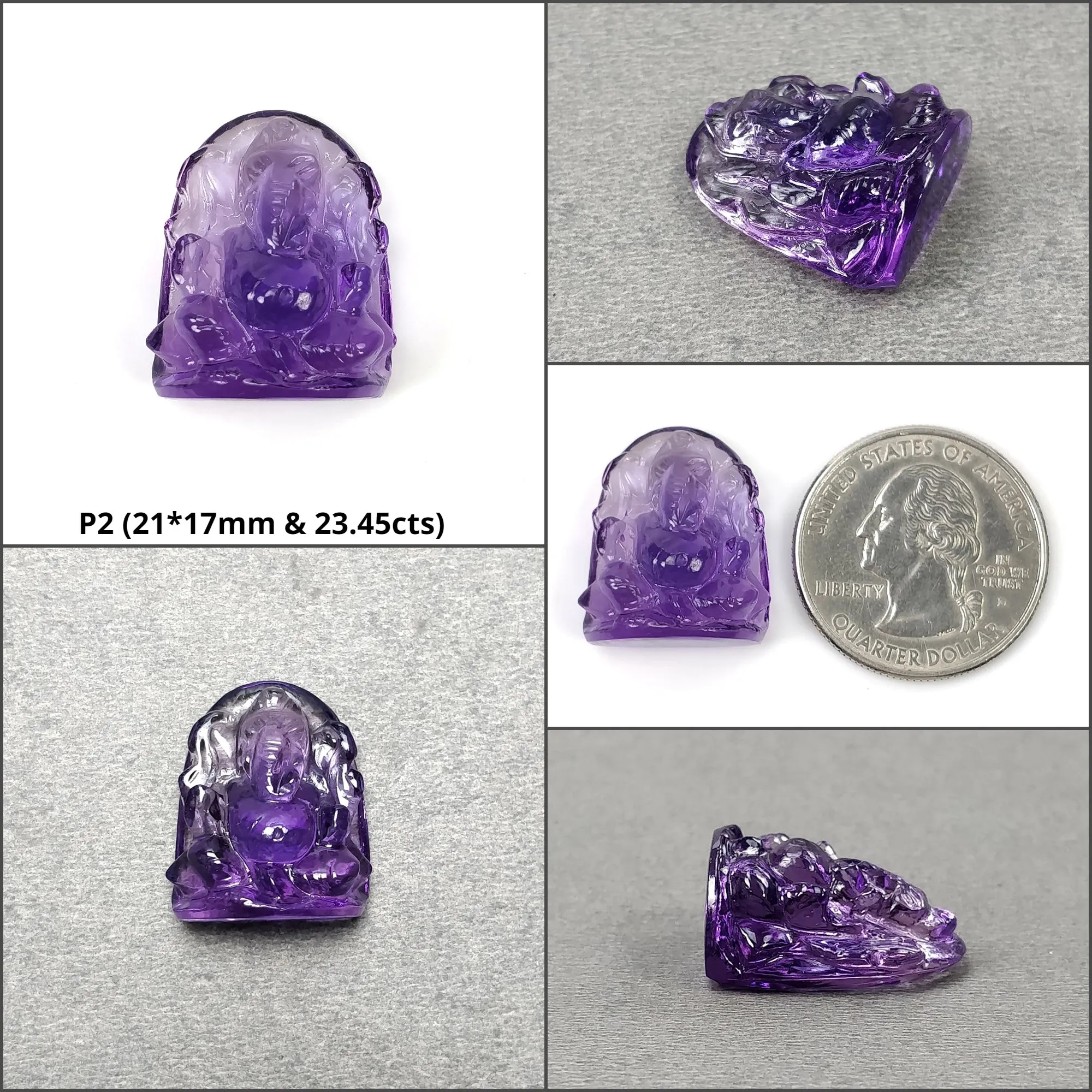 Amethyst Gemstone Carving : Natural Untreated Purple Amethyst Hand Carved LORD GANESHA