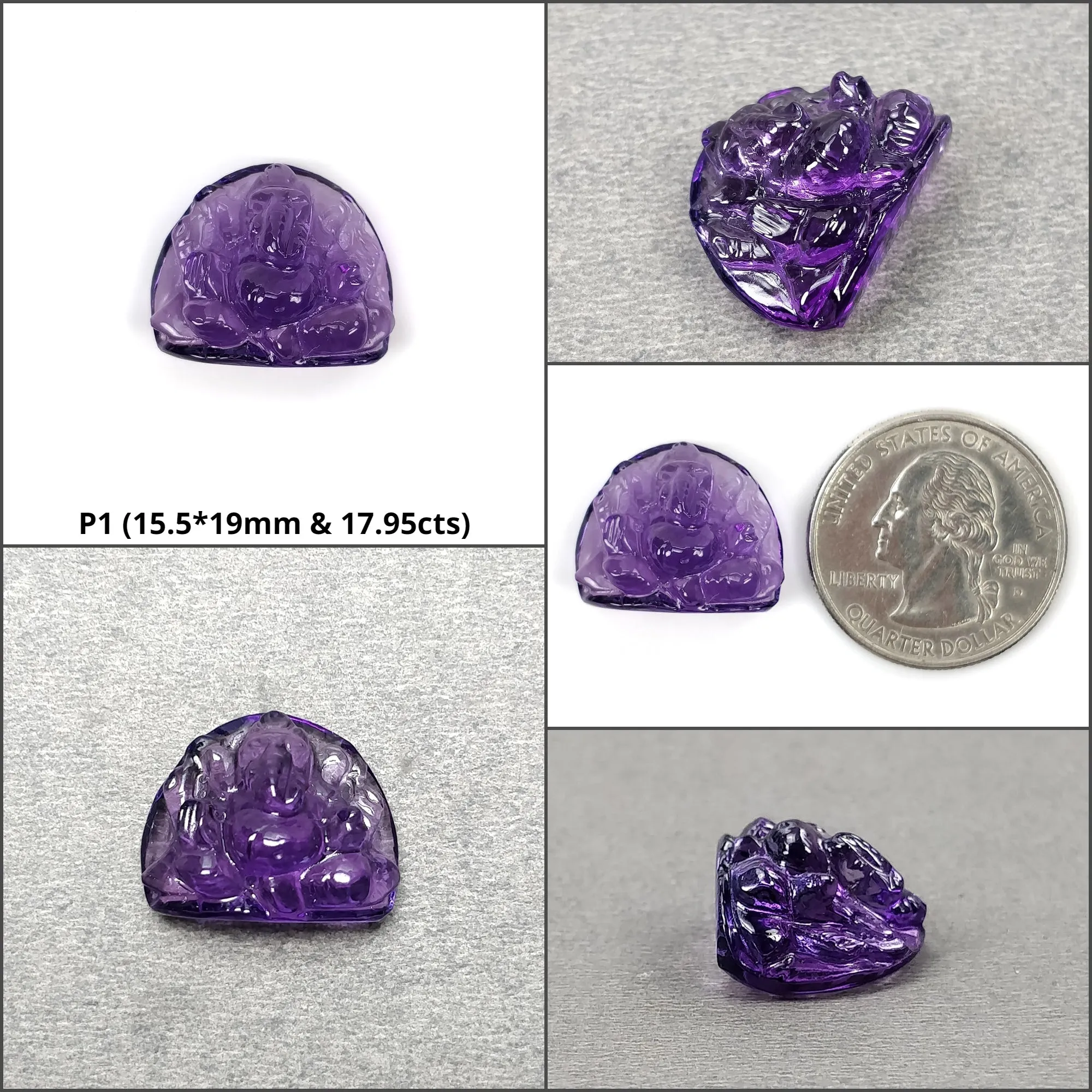 Amethyst Gemstone Carving : Natural Untreated Purple Amethyst Hand Carved LORD GANESHA