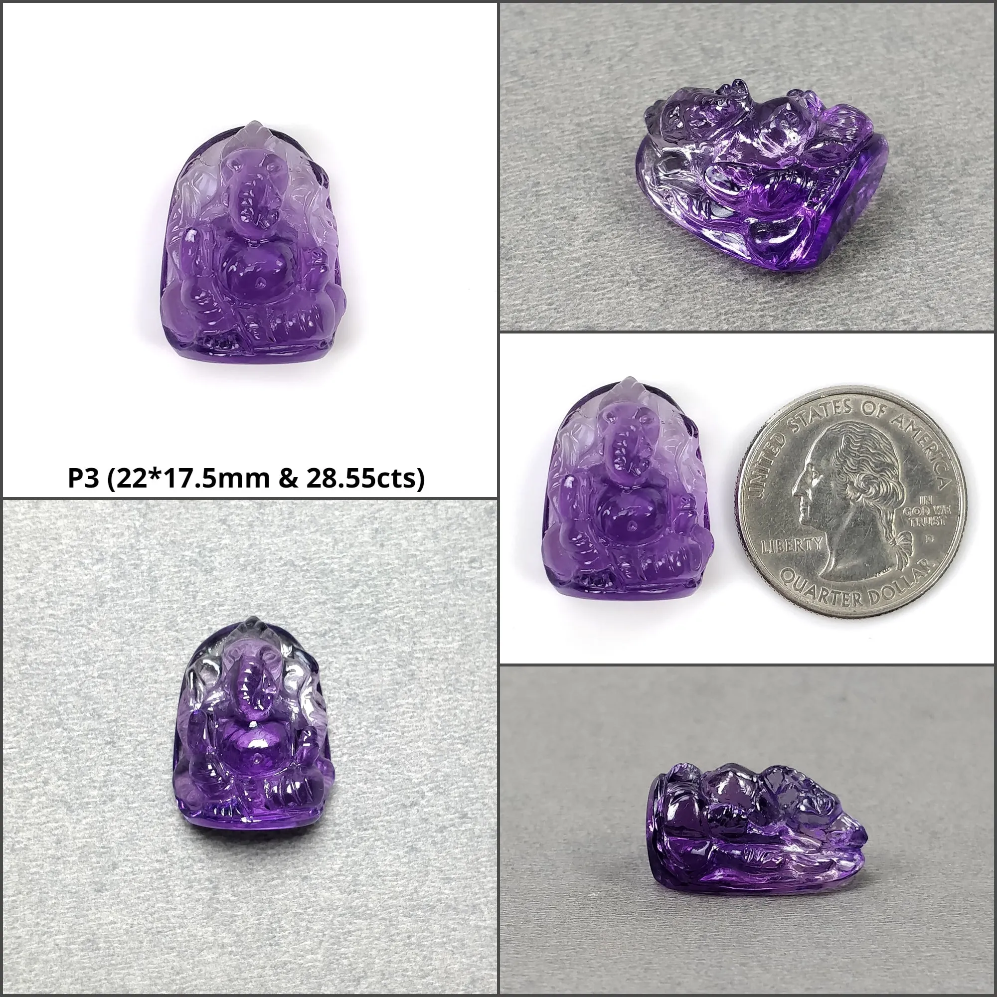 Amethyst Gemstone Carving : Natural Untreated Purple Amethyst Hand Carved LORD GANESHA