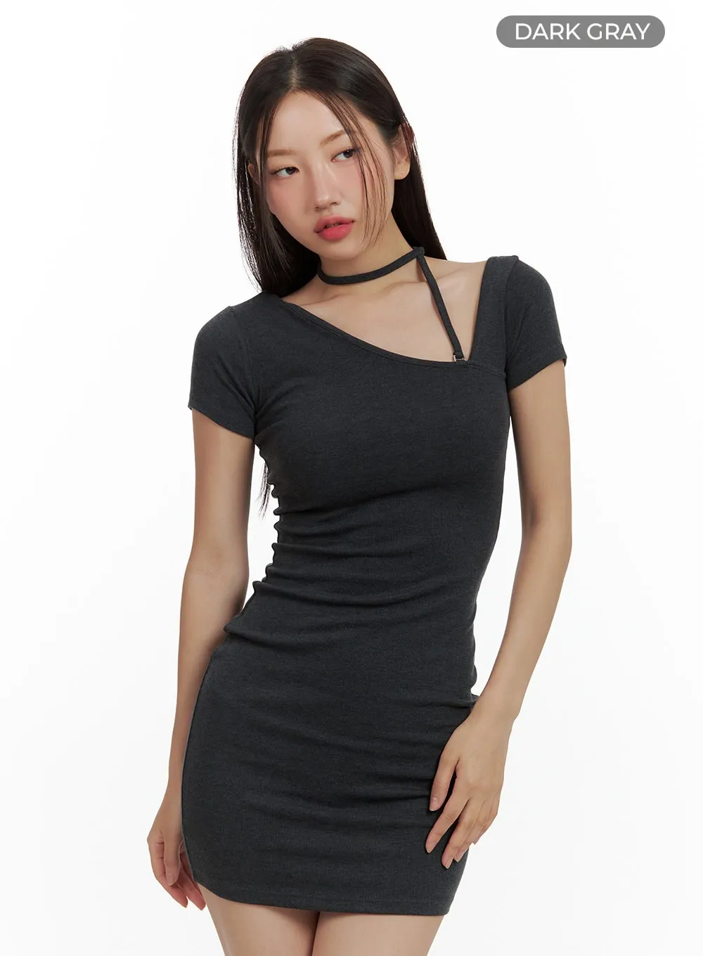 Asymmetrical Strap Mini Dress CU420