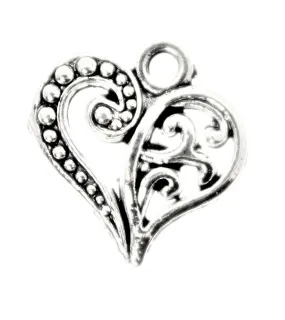 AVBeads Heart Charms Decorative Silver 13mm x 14mm CHM00125 100pcs