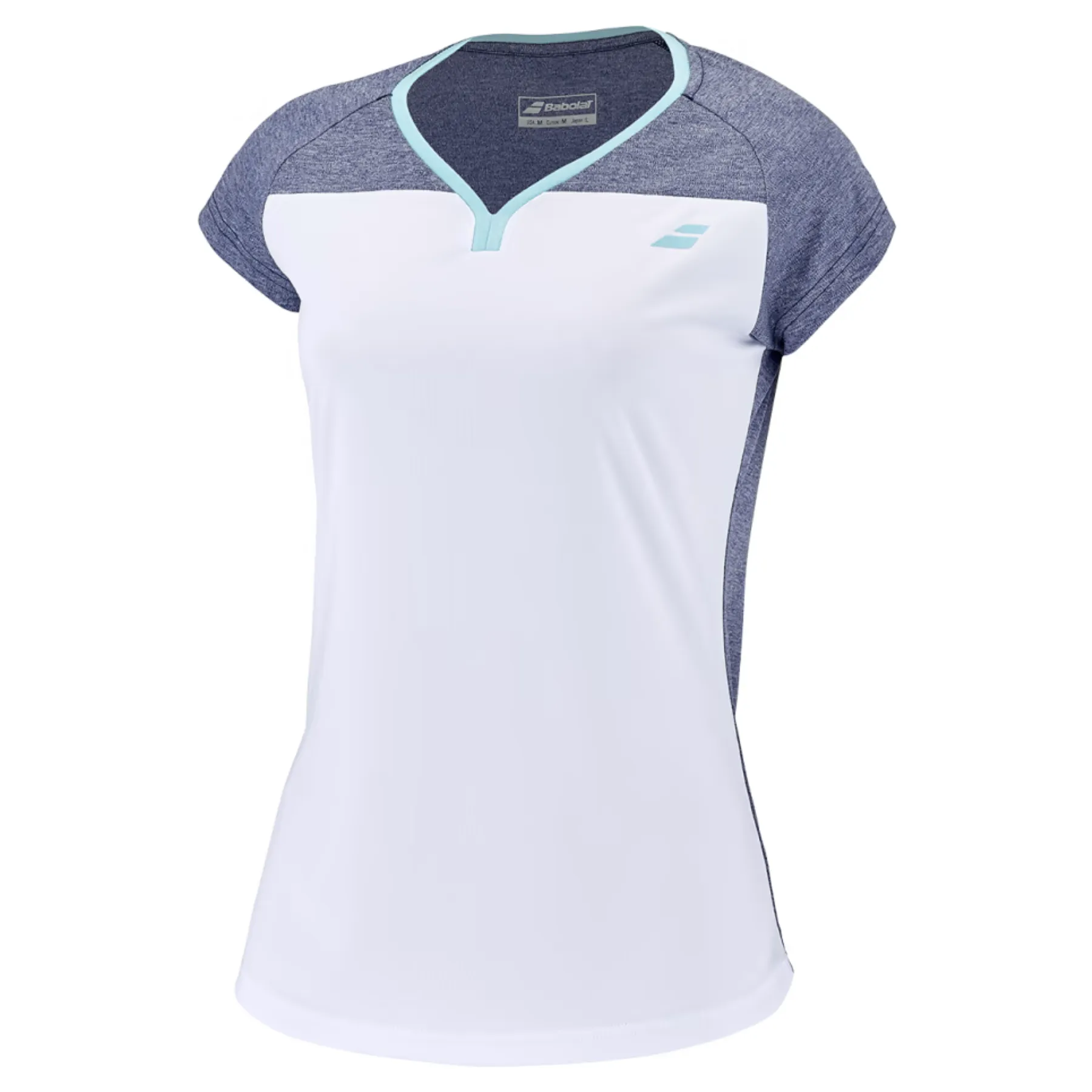 Babolat Play Cap Sleeve Girl Top 1079 - White/Blue Heather