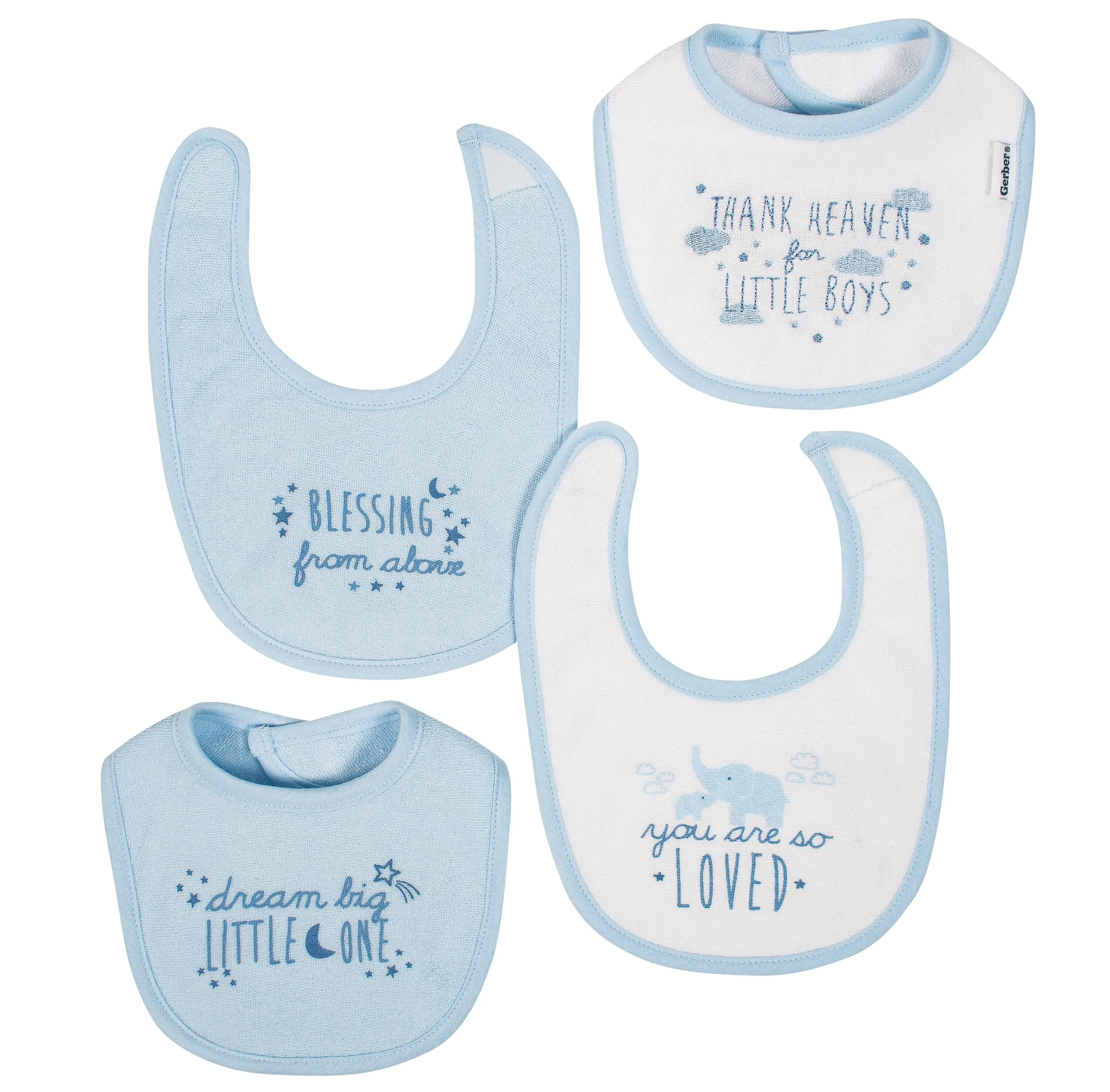 Baby Boys' 4-Pack Airy Blue Dribbler Bibs