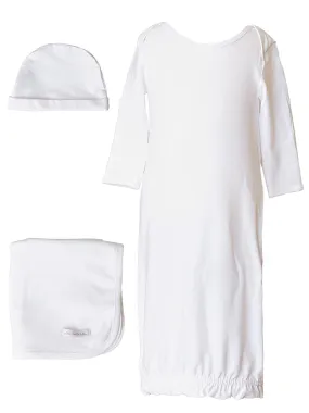 Baby Boys Bamboo 3pc Gown Hat Blanket Layette Set 3M-6M