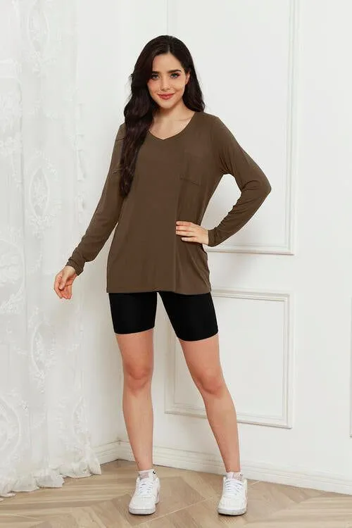 Basic Bae Full Size V-Neck Long Sleeve Top