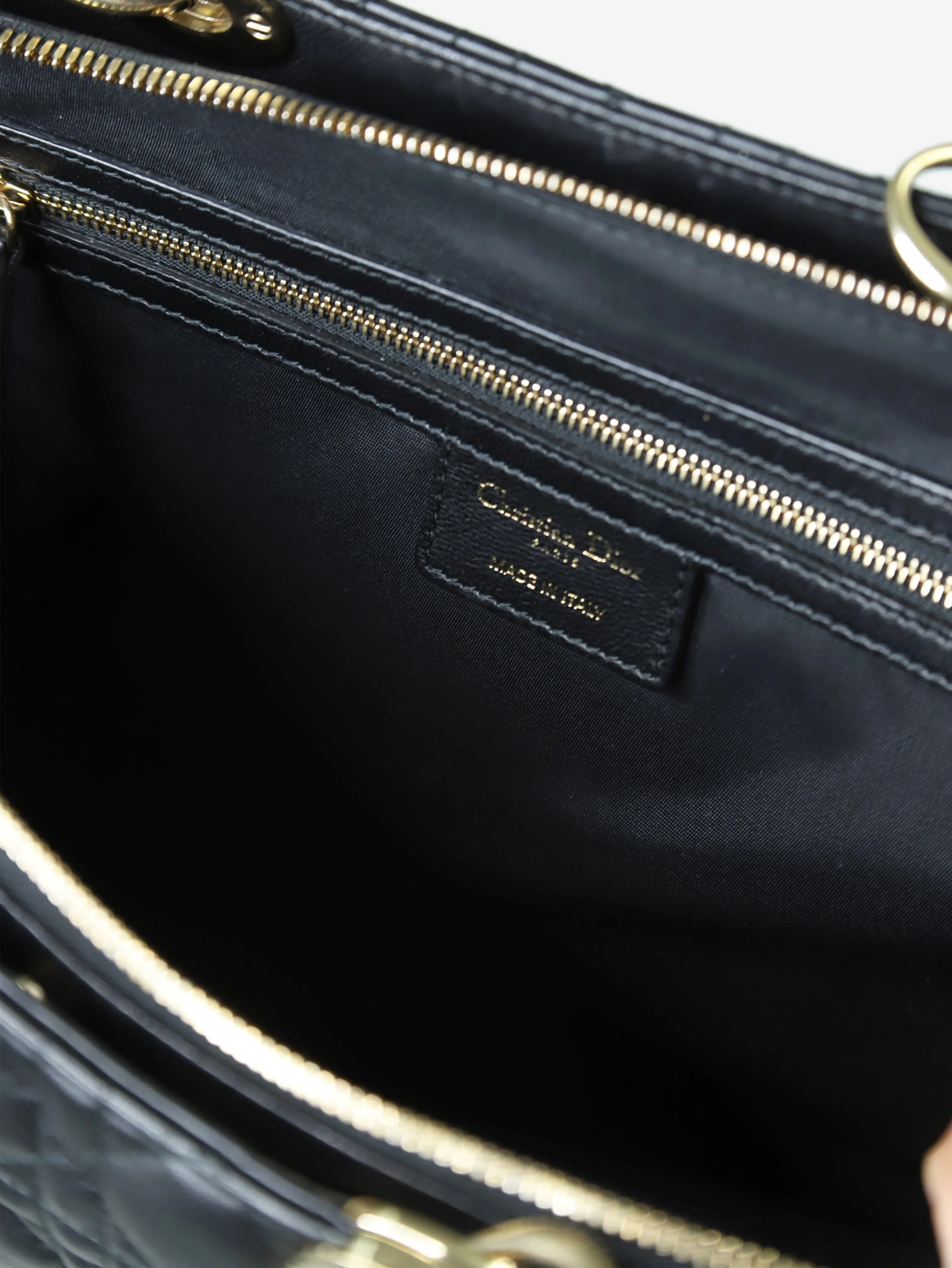 Black Lady Dior leather shoulder bag