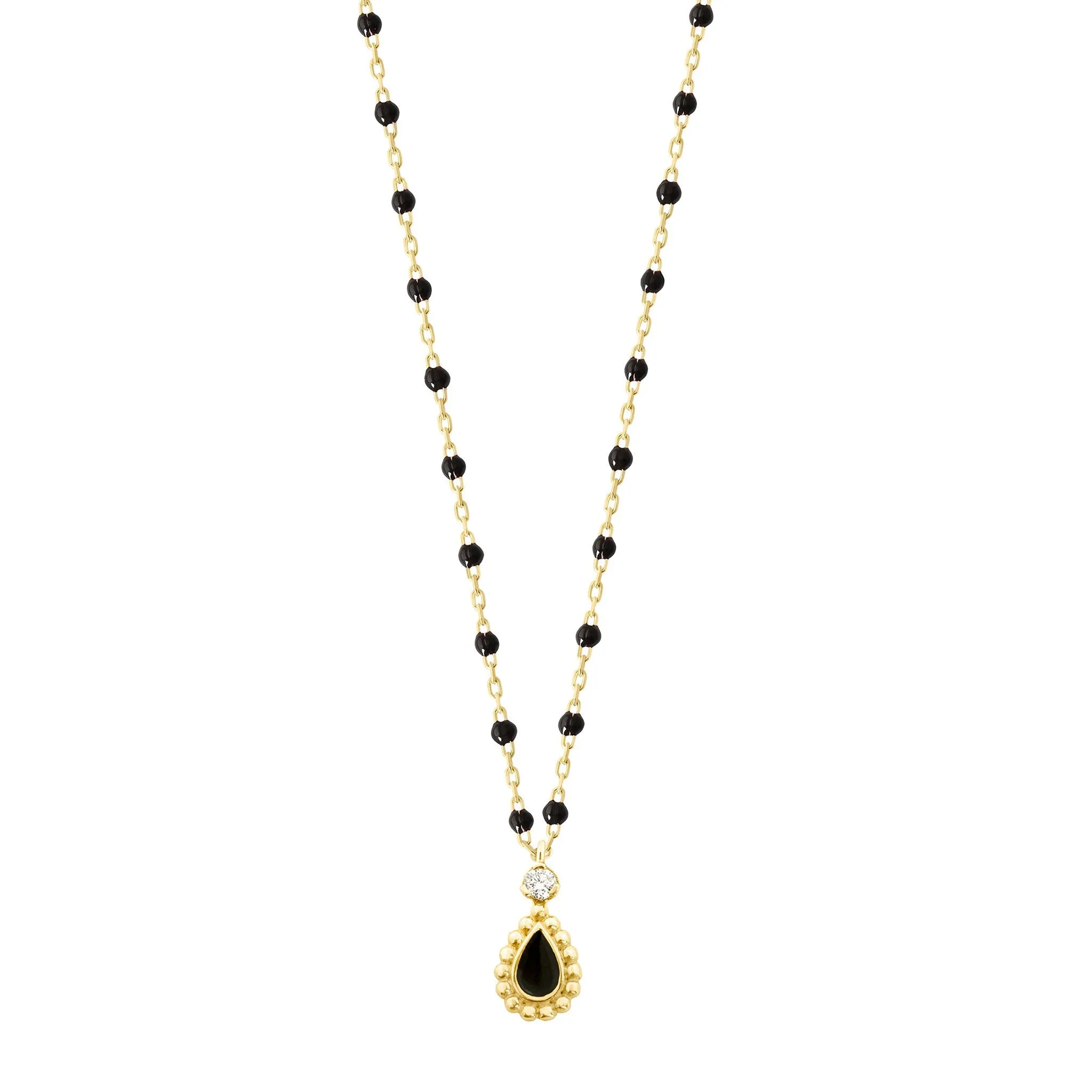 Black Mini Lucky Cashmere Necklace, Yellow Gold, 16.5"