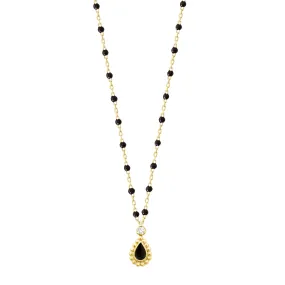 Black Mini Lucky Cashmere Necklace, Yellow Gold, 16.5"