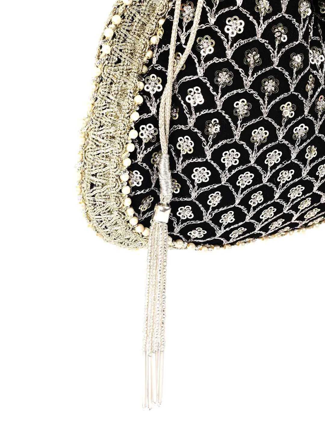 Black Sequin Embroidered Potli Bag