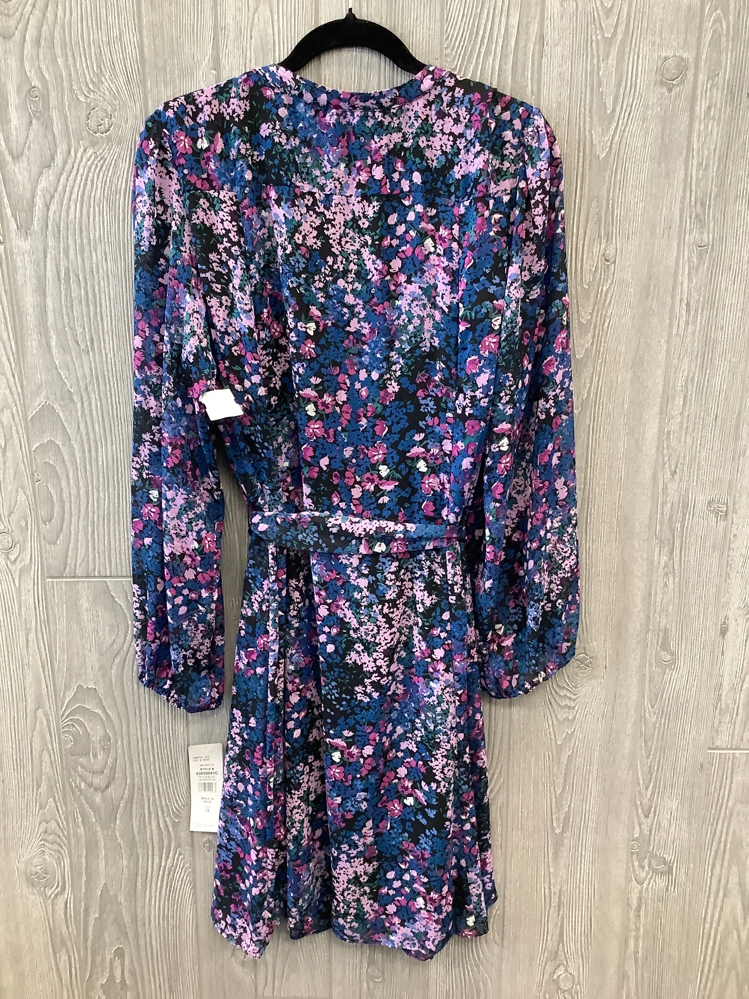 Blue & Purple Dress Casual Midi Msk, Size 18