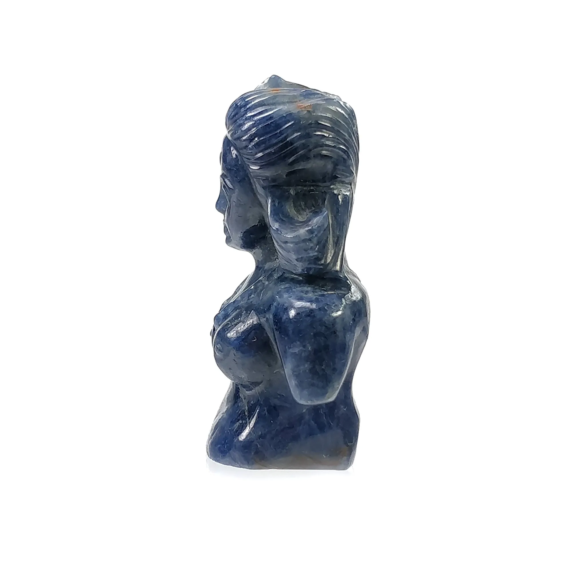 BLUE SAPPHIRE Gemstone Carving : 191.90cts Natural Untreated Unheated Sapphire Hand Carved Lady Sculpture Figurine 44*29mm