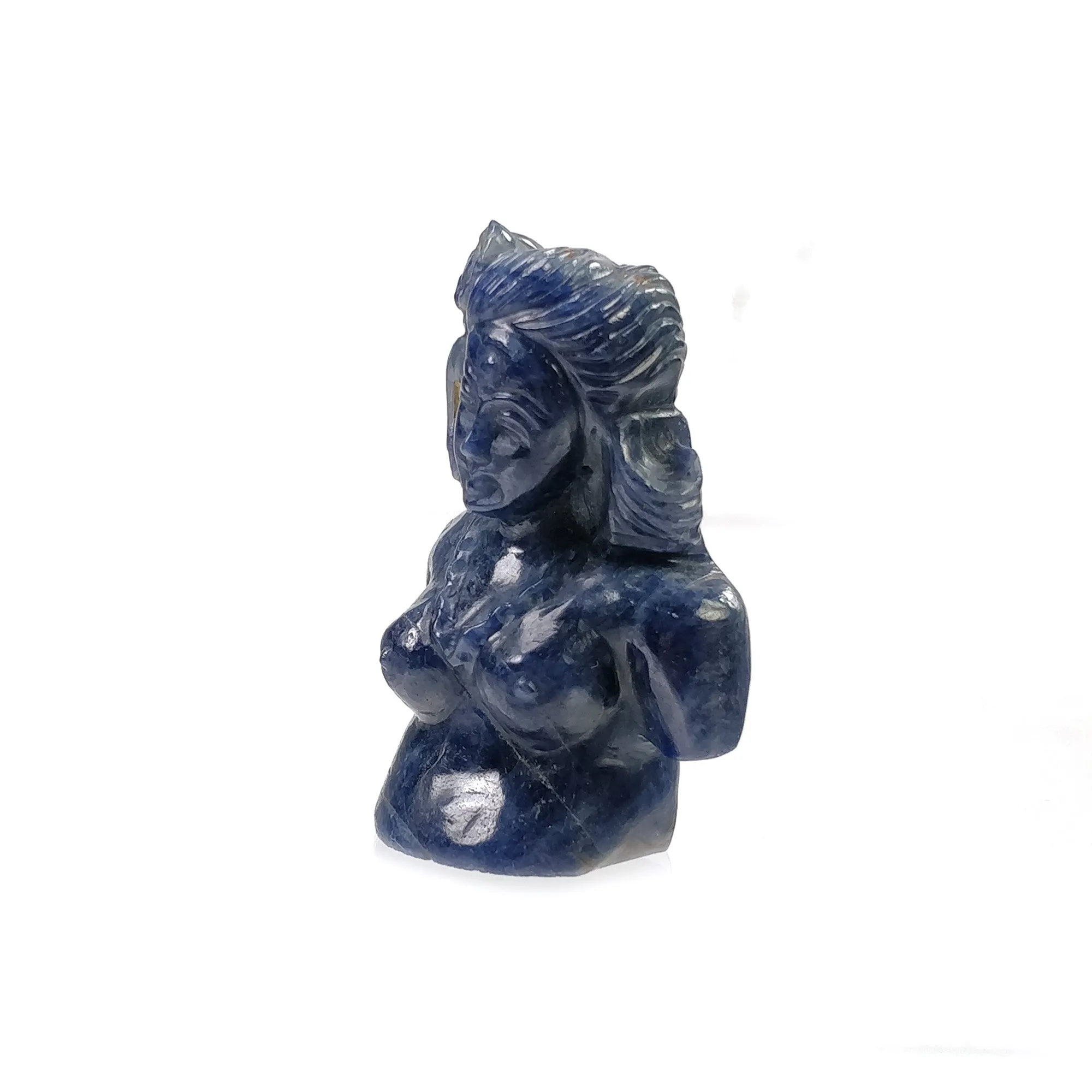 BLUE SAPPHIRE Gemstone Carving : 191.90cts Natural Untreated Unheated Sapphire Hand Carved Lady Sculpture Figurine 44*29mm