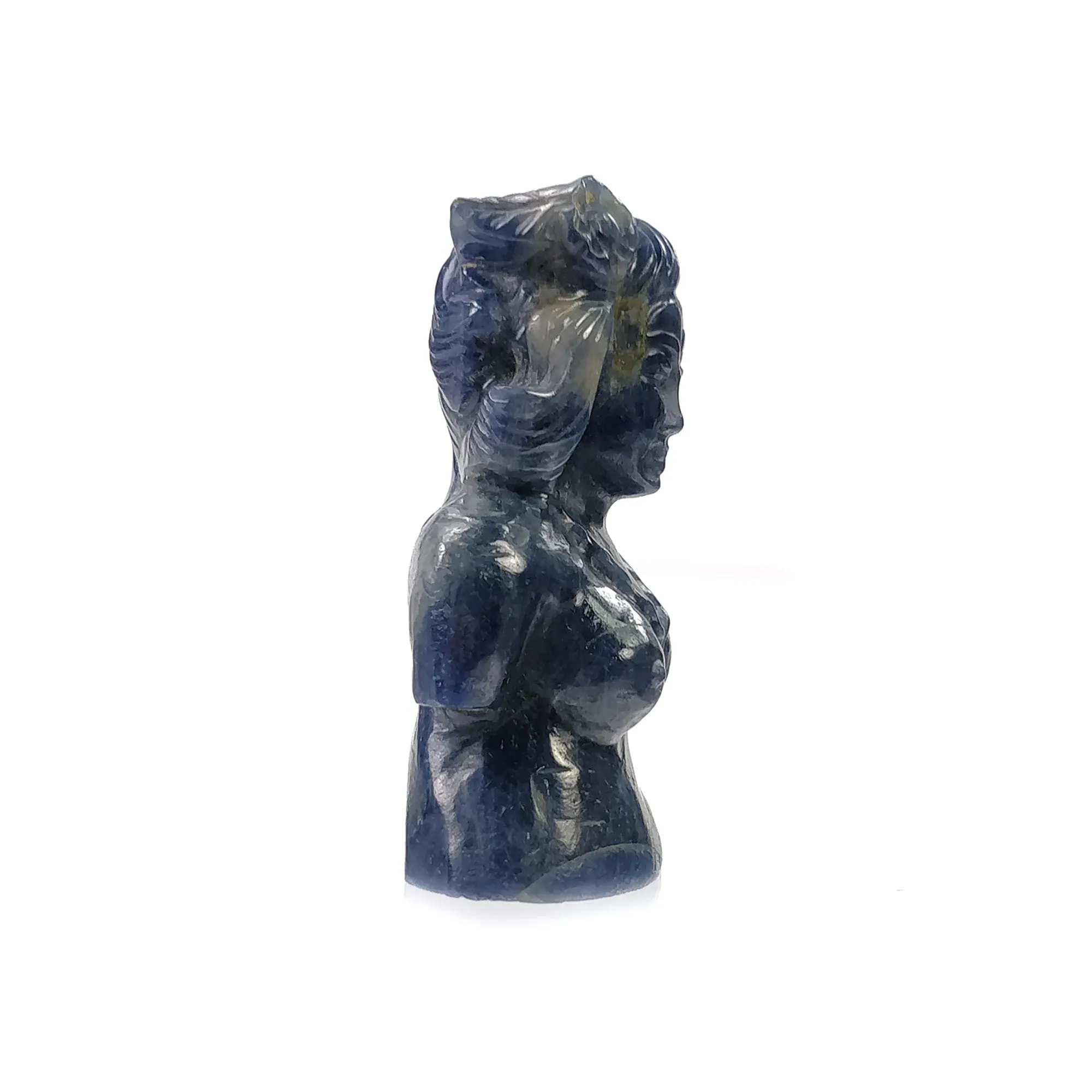 BLUE SAPPHIRE Gemstone Carving : 191.90cts Natural Untreated Unheated Sapphire Hand Carved Lady Sculpture Figurine 44*29mm