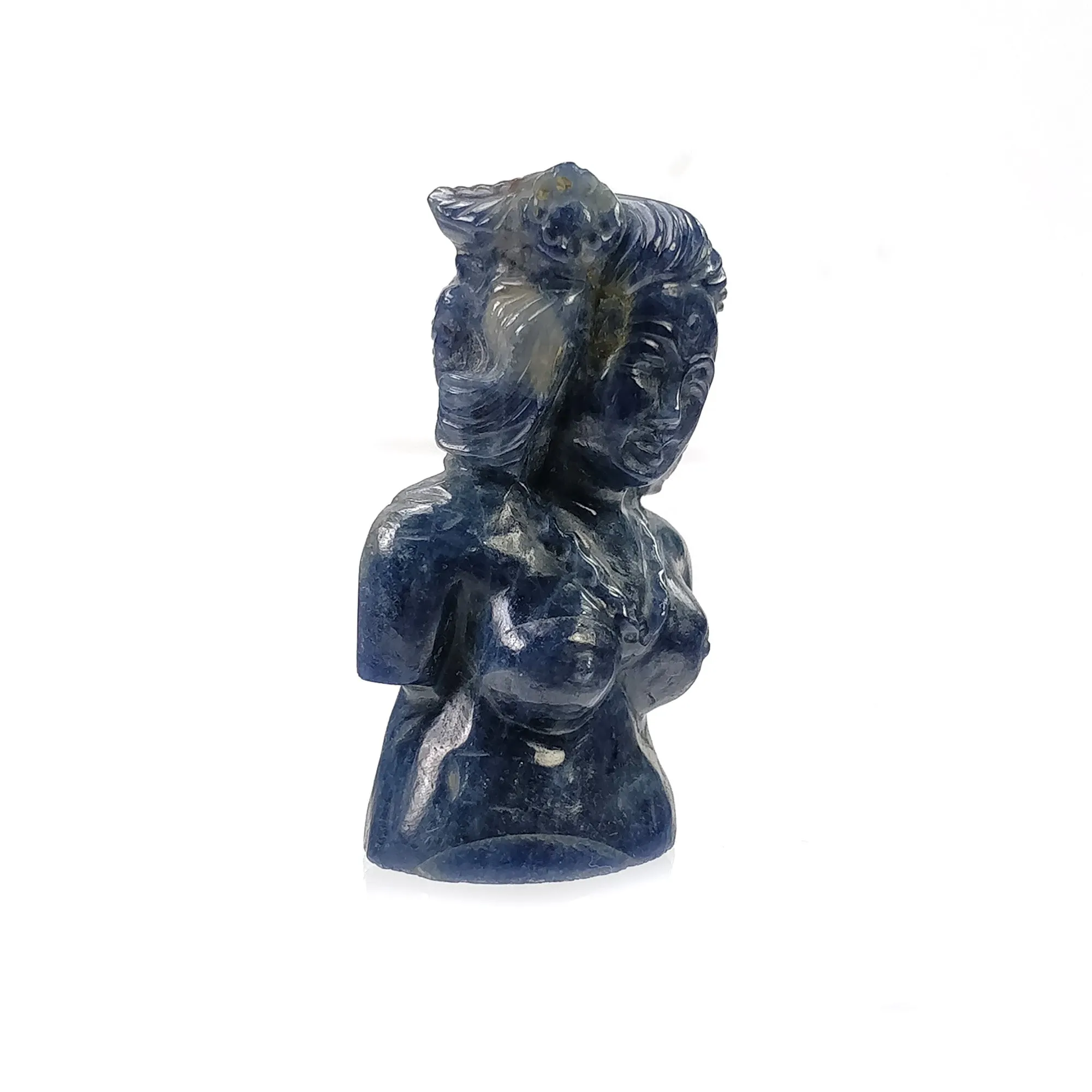 BLUE SAPPHIRE Gemstone Carving : 191.90cts Natural Untreated Unheated Sapphire Hand Carved Lady Sculpture Figurine 44*29mm