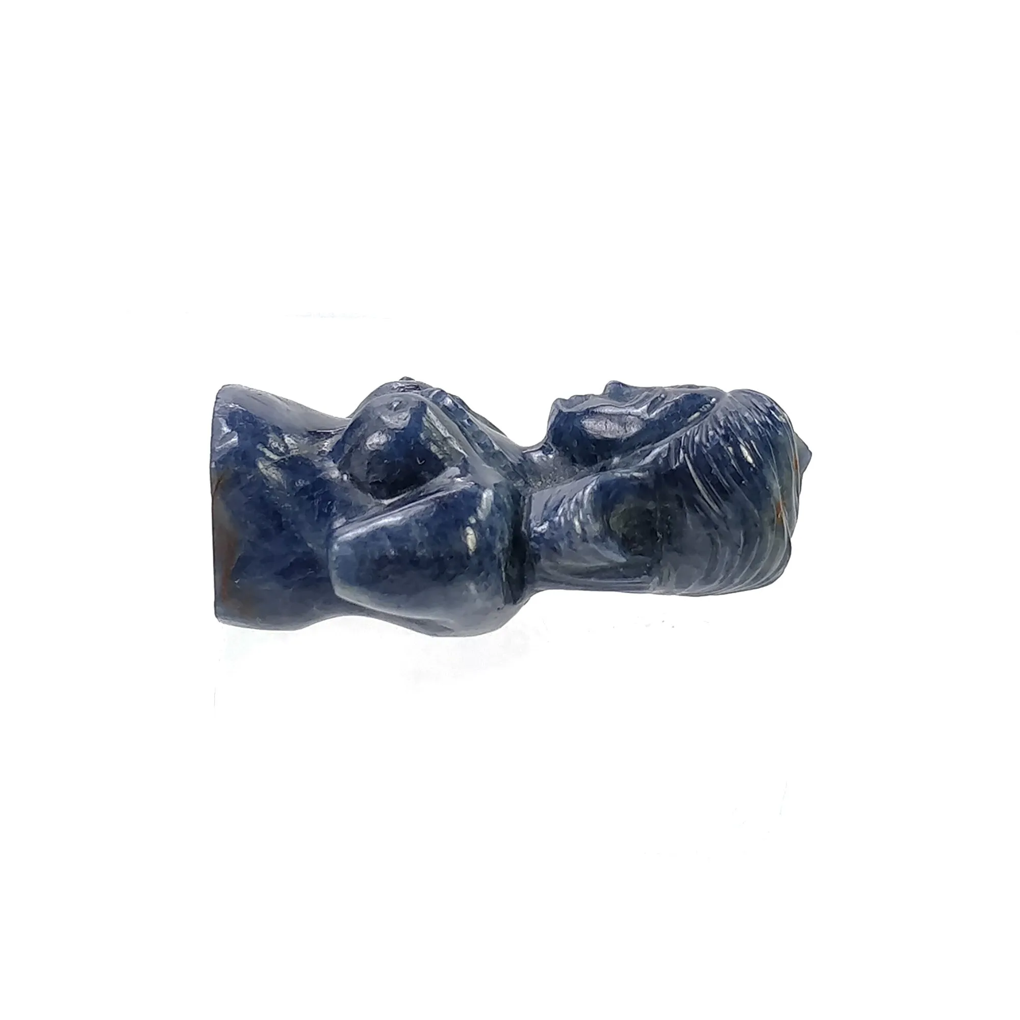 BLUE SAPPHIRE Gemstone Carving : 191.90cts Natural Untreated Unheated Sapphire Hand Carved Lady Sculpture Figurine 44*29mm