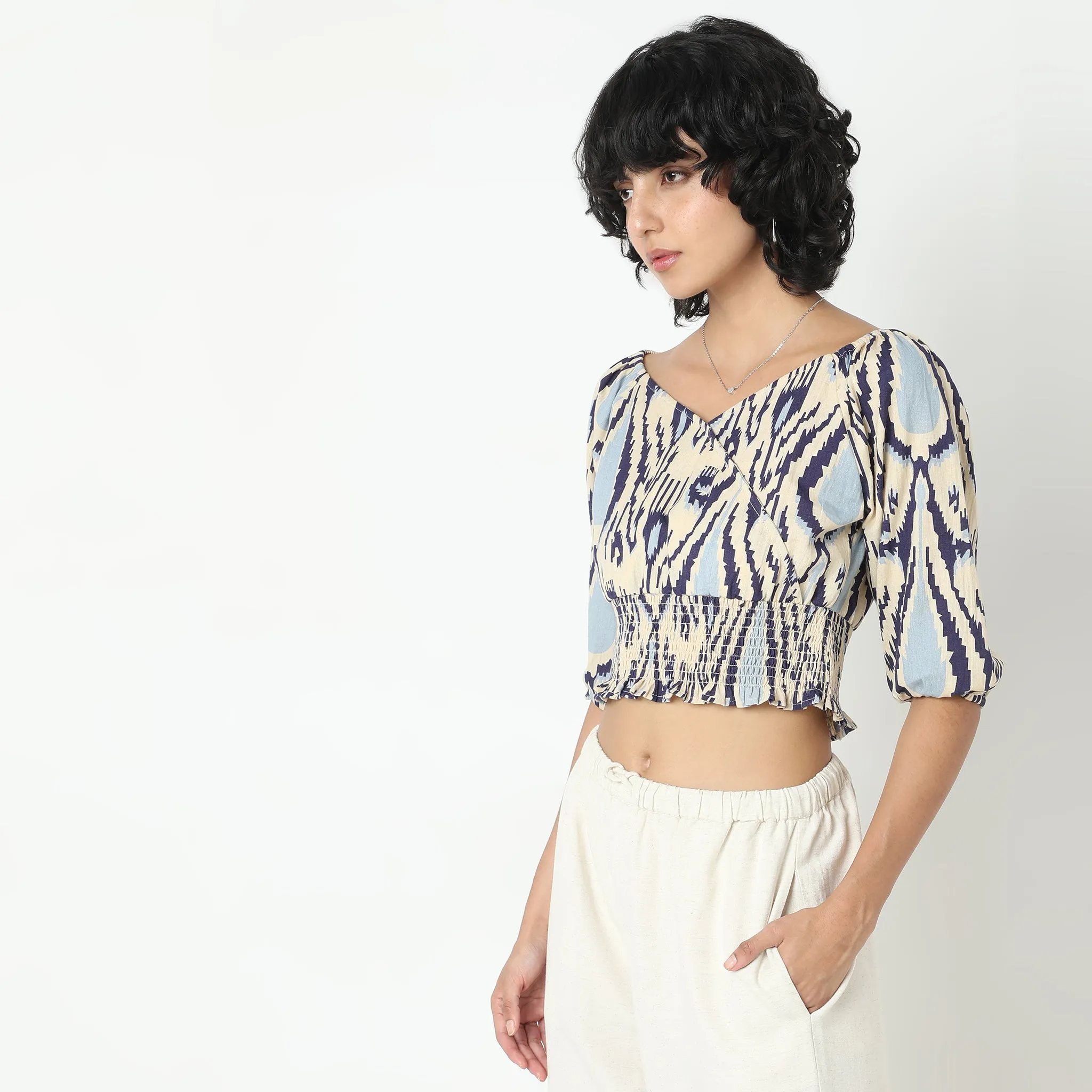 Boxy Fit Printed Crop Top