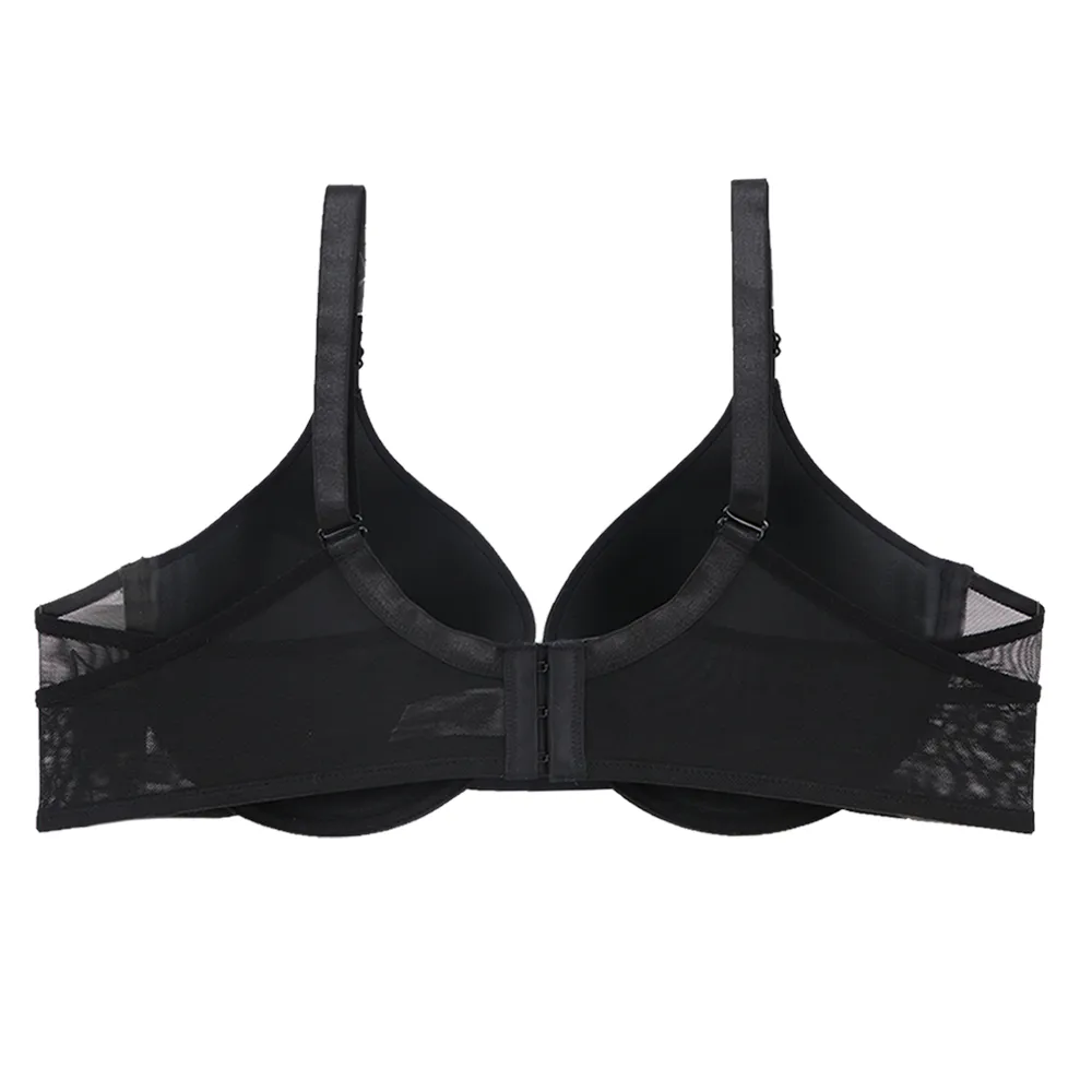 Brasier coordinable  de talla extra con detalles de mesh negro 24007 Lady Carnival.