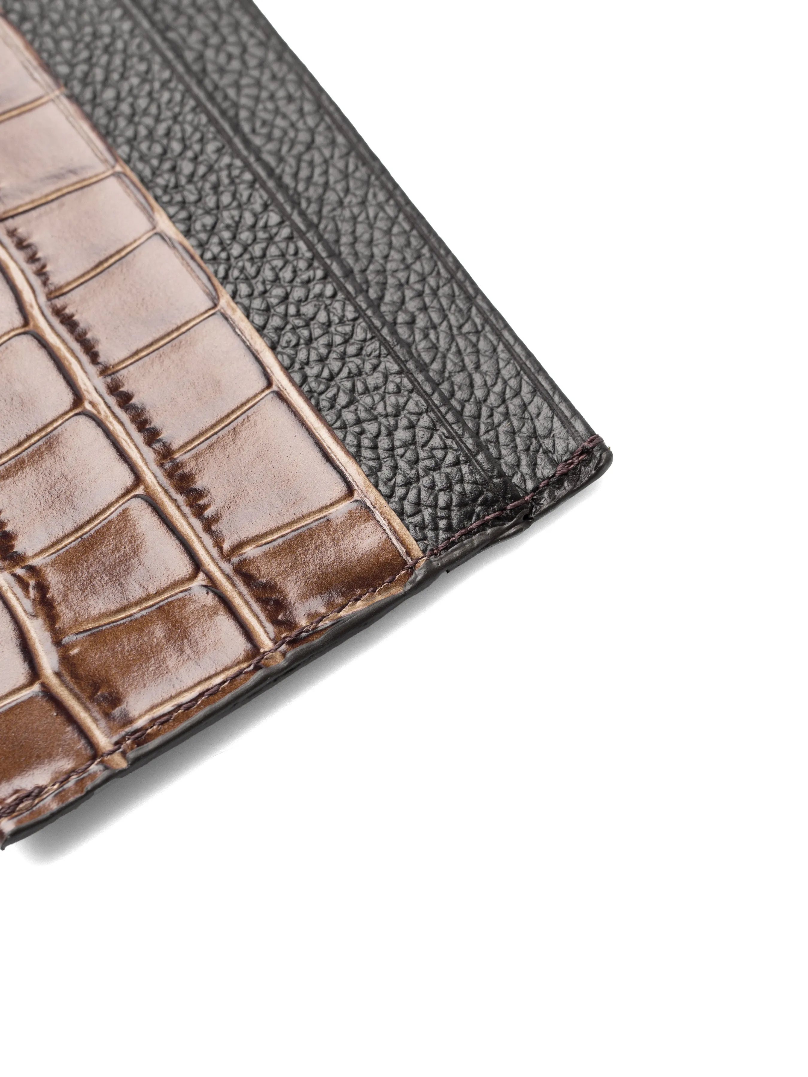 Card Holder - Coffee Polished Croco Leather