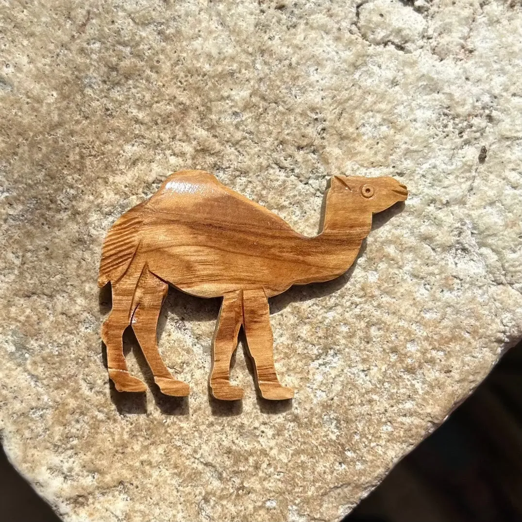 Carved Camel Magnet from Olive Wood Handmade in Palestine