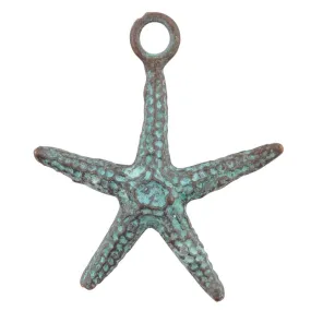 Casting Charms Wholesale-23x25mm Starfish-Green Patina-Quantity 10