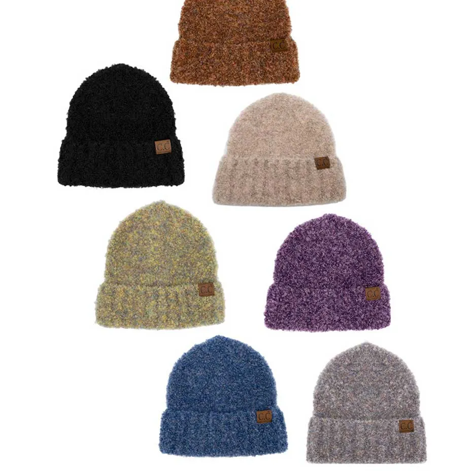 C.C Mixed Color Boucle Cuff Beanie