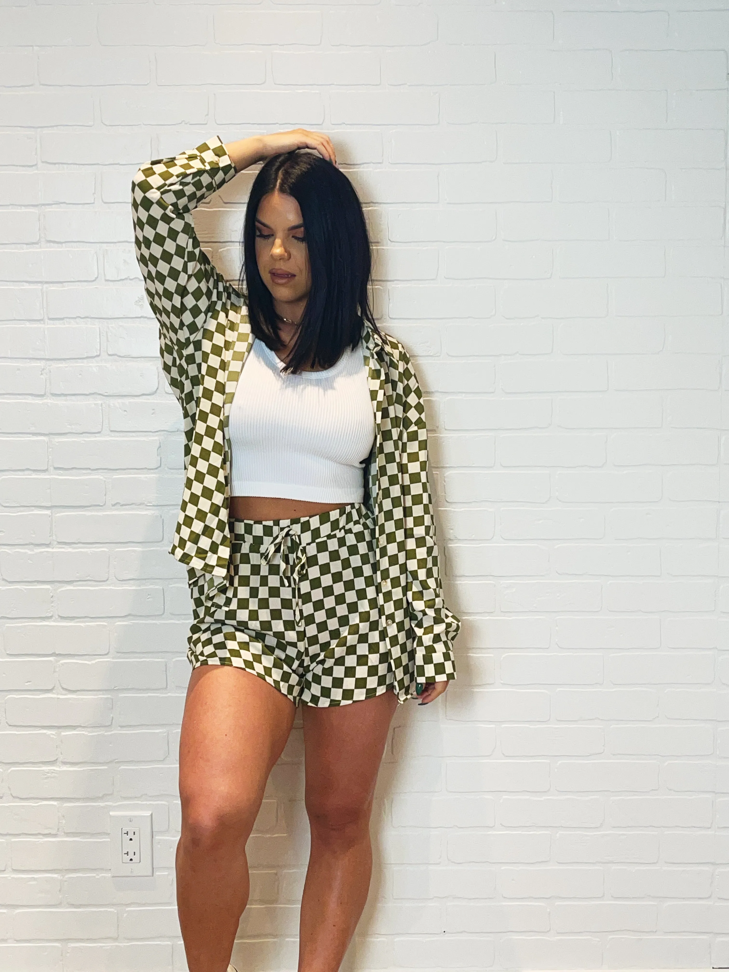 Checkered Woven Shorts