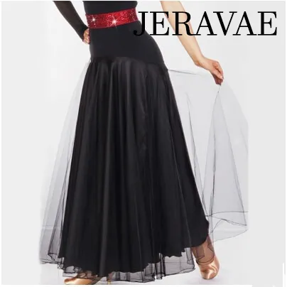 Chiffon and Satin Long Ballroom Practice Skirt Available in 5 Colors and Sizes S-XL PRA 004