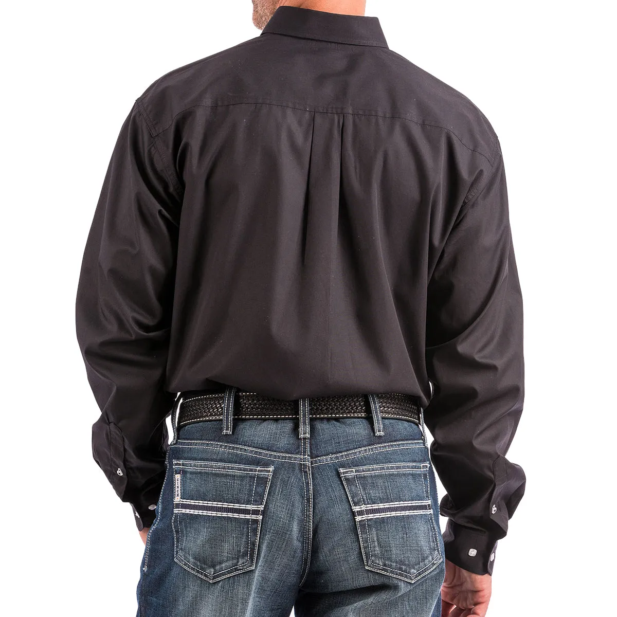 Cinch Men's Button-Down Western Long Sleeve Shirt - Solid Black