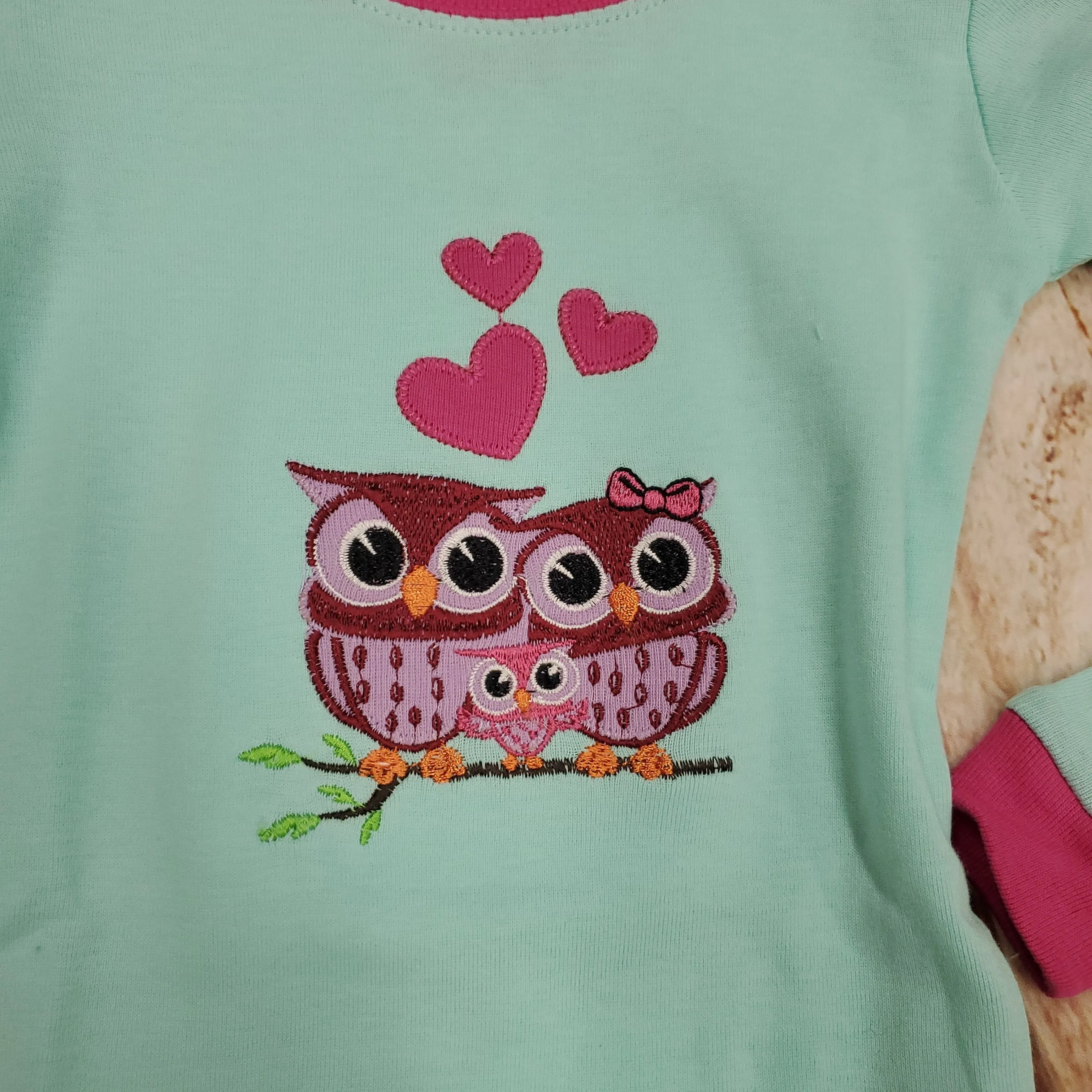 CLEARANCE LEVERET MINT OWL PJ WITH MATCHING DOLL SET